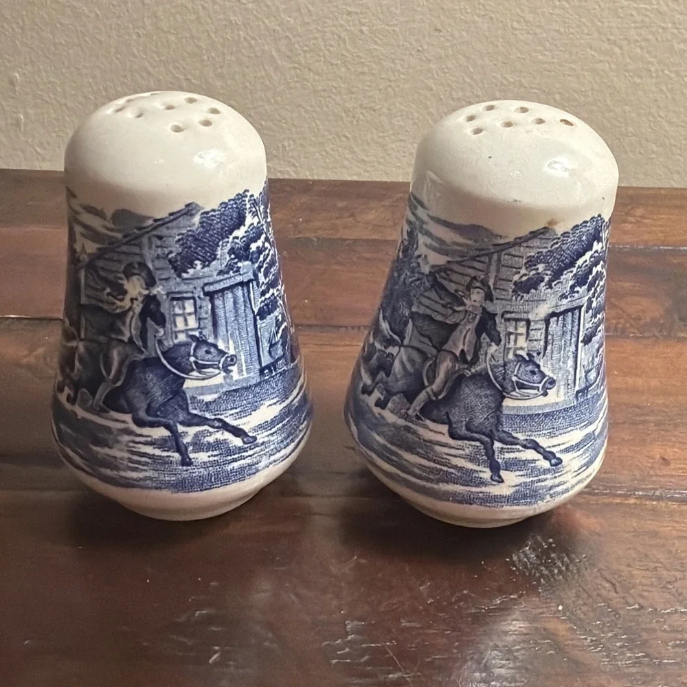 Vintage Staffordshire Liberty Blue Ironstone Salt & Pepper Shakers England